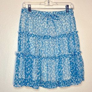 Vero Moda EASTER SPRING NWT Short Frill Skirt in Blue/White, lined spring floral